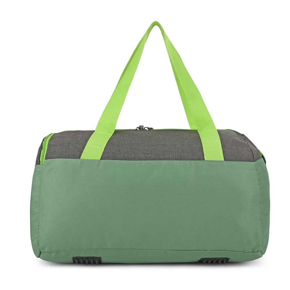 Back View of Green & Grey Duffle Bag – Clean Finish with Reinforced Seams