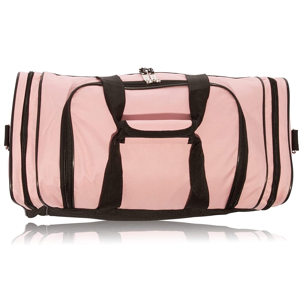 Top View of Pink & Black Duffle Bag – Dual Zipper with Padded Handle
